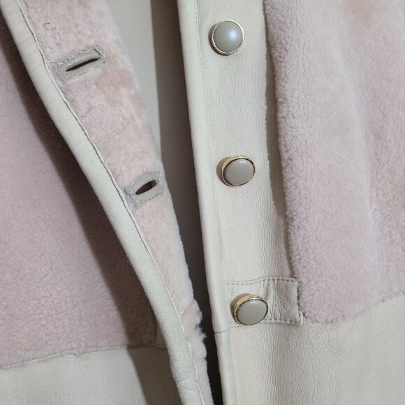 $2300 TORY BURCH Small 2/4 SHEARLING LAMB FUR Leather Bennett Coat MAX MARA - Picture 7 of 12